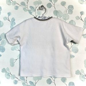 3 for $15 Blooz Kids White Short Sleeve Shirt Navy & Tan Striped Crew Neck Top